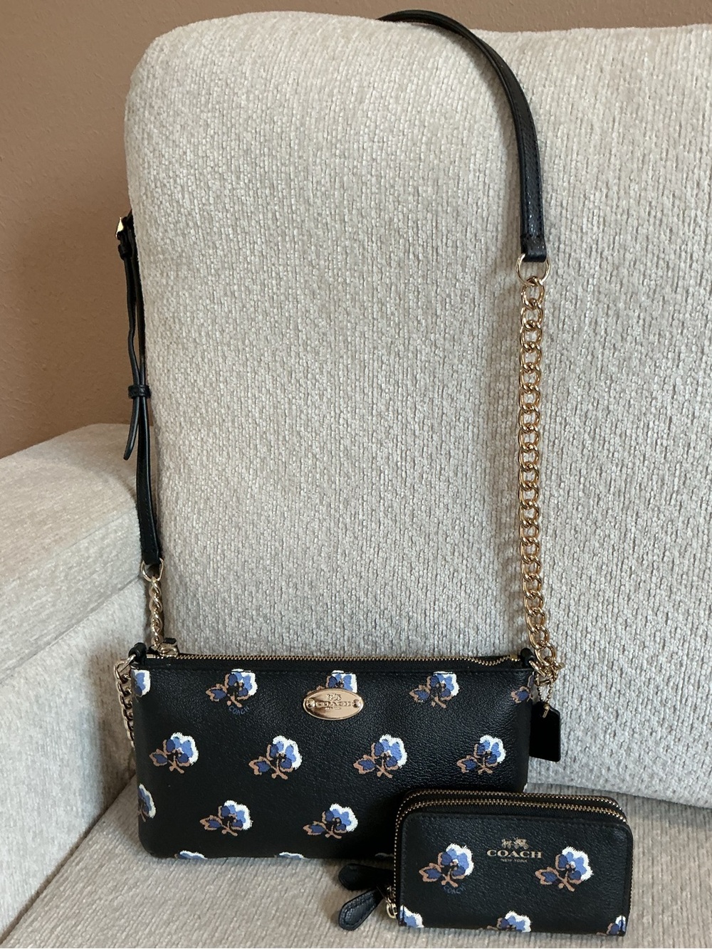 Coach Bramble Rose Crossbody Bag & Matching Wallet Set